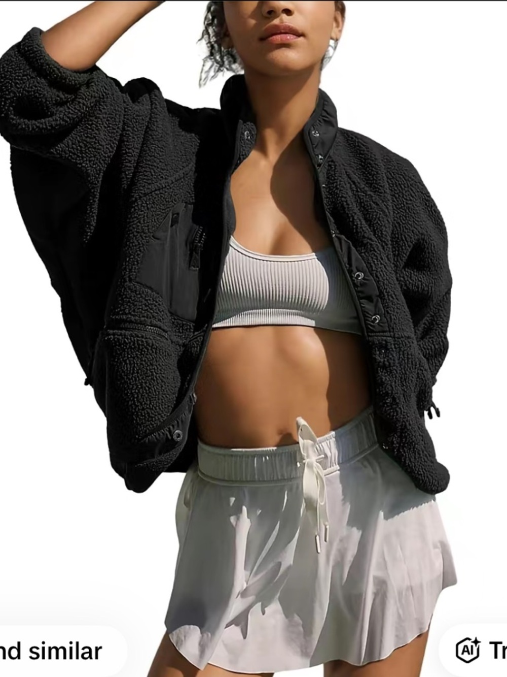 Black Sherpa Zip-Front Jacket - Women